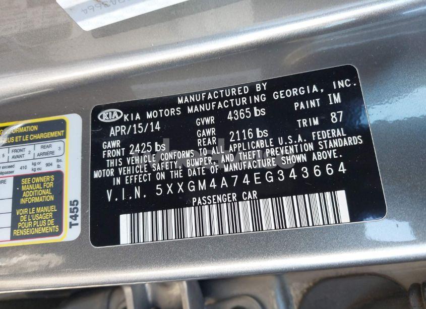 Photo 9 of 2014 Kia Optima LX (VIN 5XXGM4A74EG343664)