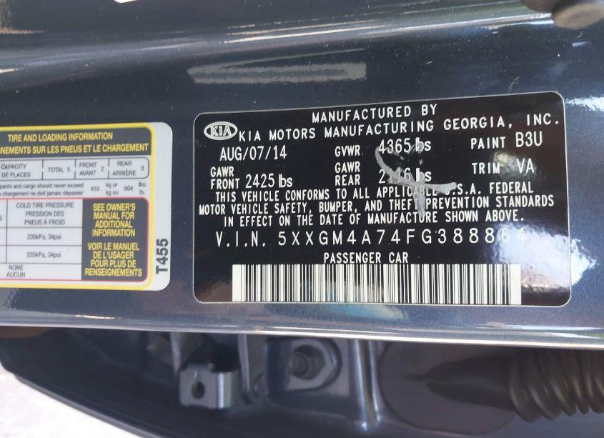 Photo 9 of 2015 Kia Optima LX (VIN 5XXGM4A74FG388864)