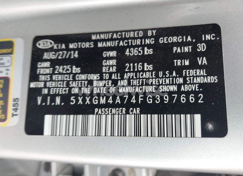 Photo 9 of 2015 Kia Optima LX (VIN 5XXGM4A74FG397662)