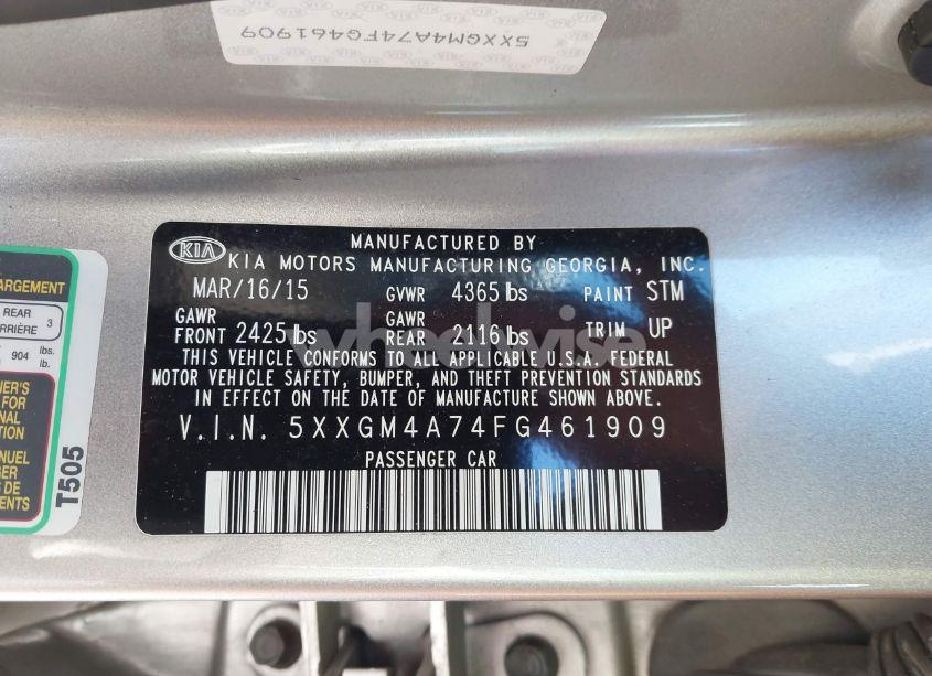 Photo 9 of 2015 Kia Optima LX (VIN 5XXGM4A74FG461909)