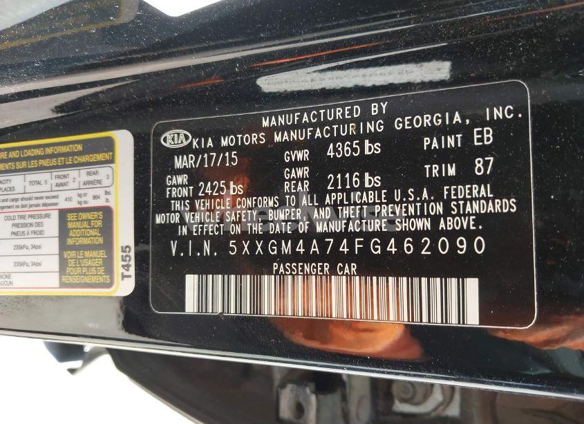 Photo 9 of 2015 Kia Optima LX (VIN 5XXGM4A74FG462090)