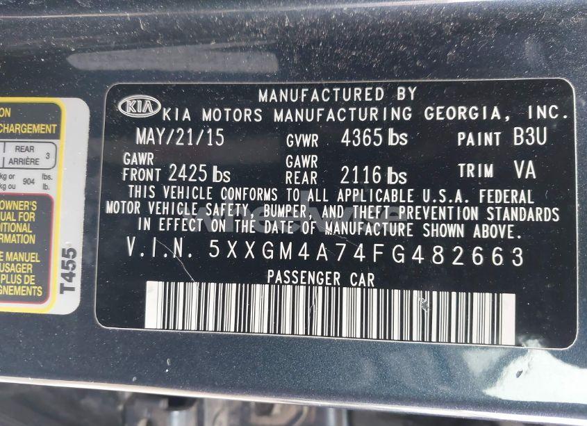 Photo 9 of 2015 Kia Optima LX (VIN 5XXGM4A74FG482663)