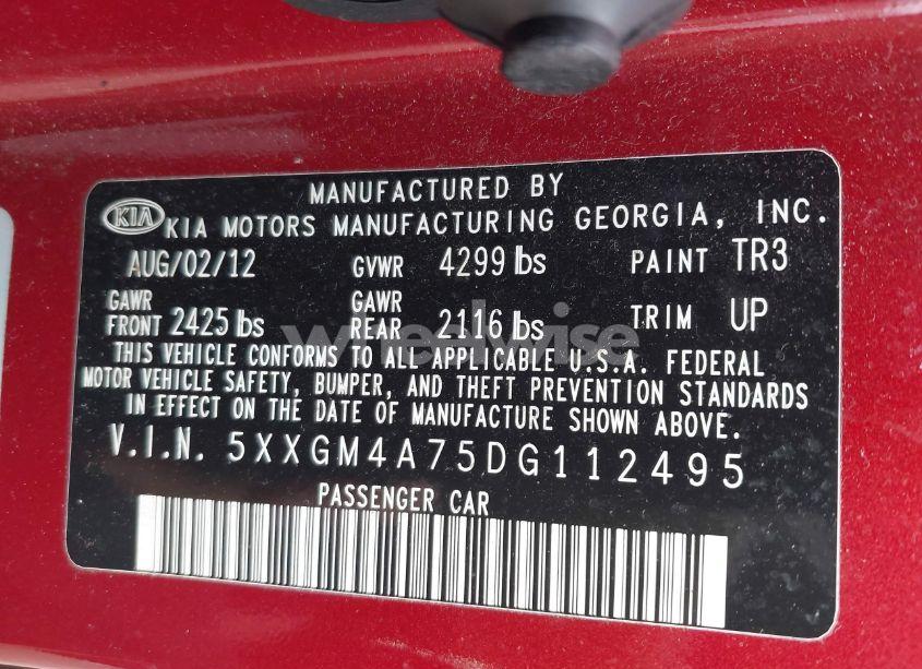 Photo 9 of 2013 Kia Optima LX (VIN 5XXGM4A75DG112495)