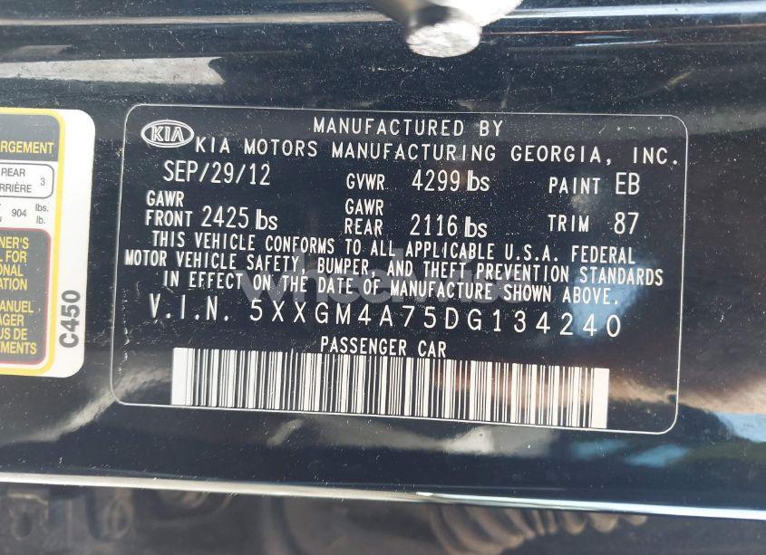 Photo 9 of 2013 Kia Optima LX (VIN 5XXGM4A75DG134240)