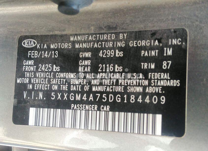 Photo 9 of 2013 Kia Optima LX (VIN 5XXGM4A75DG184409)