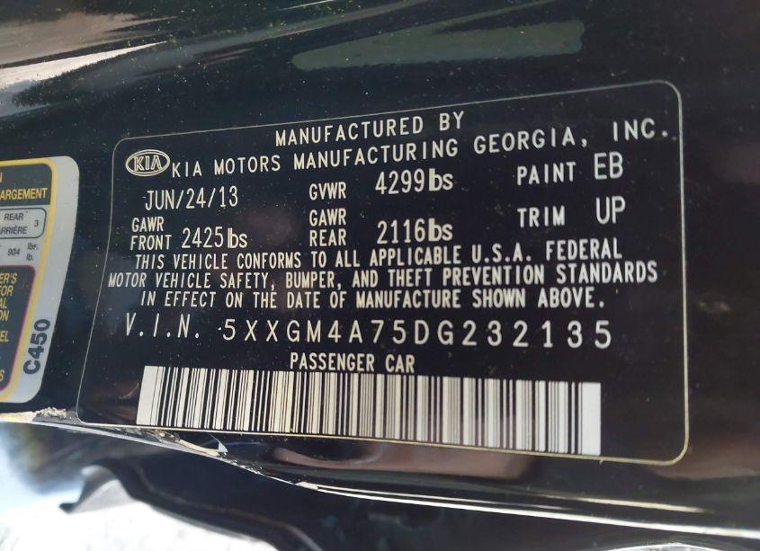 Photo 9 of 2013 Kia Optima LX (VIN 5XXGM4A75DG232135)