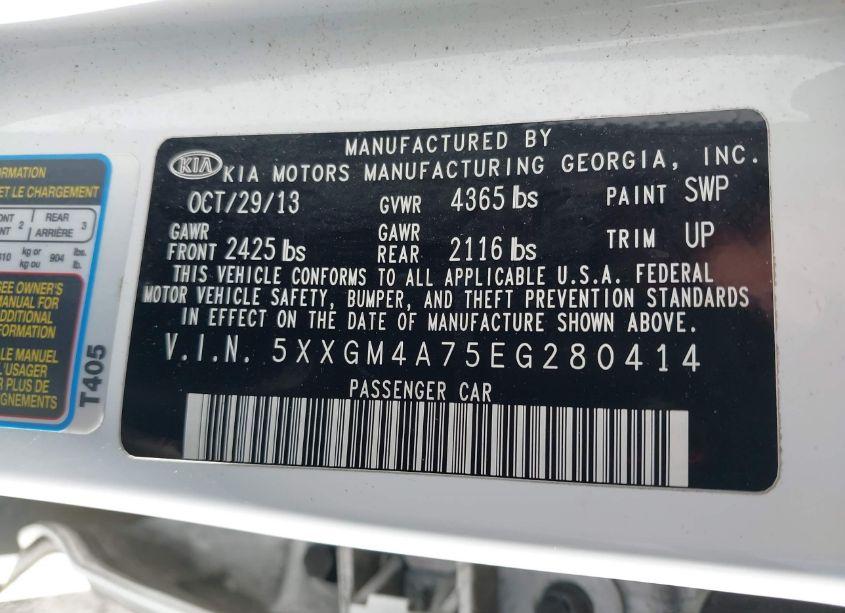 Photo 9 of 2014 Kia Optima LX (VIN 5XXGM4A75EG280414)