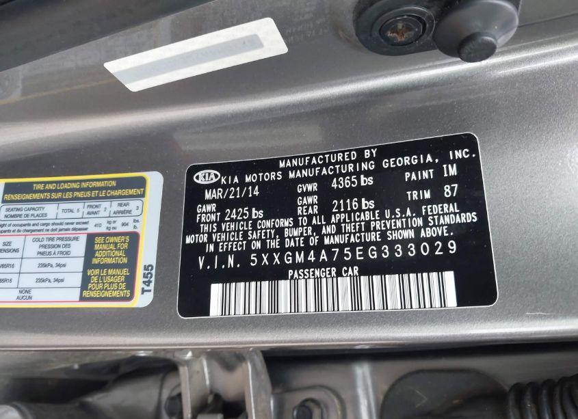 Photo 9 of 2014 Kia Optima LX (VIN 5XXGM4A75EG333029)