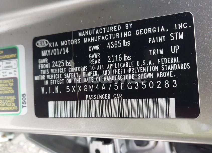 Photo 9 of 2014 Kia Optima LX (VIN 5XXGM4A75EG350283)