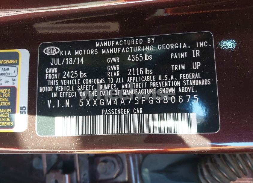 Photo 9 of 2015 Kia Optima LX (VIN 5XXGM4A75FG380675)