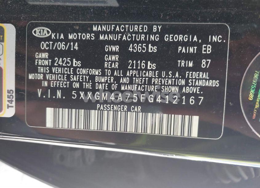 Photo 9 of 2015 Kia Optima LX (VIN 5XXGM4A75FG412167)