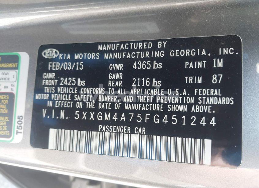 Photo 9 of 2015 Kia Optima LX (VIN 5XXGM4A75FG451244)