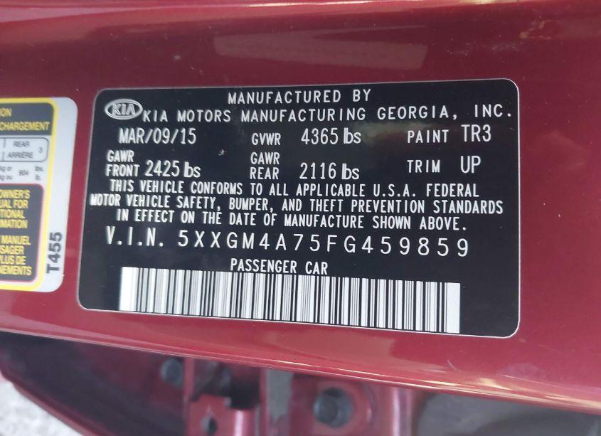 Photo 9 of 2015 Kia Optima LX (VIN 5XXGM4A75FG459859)