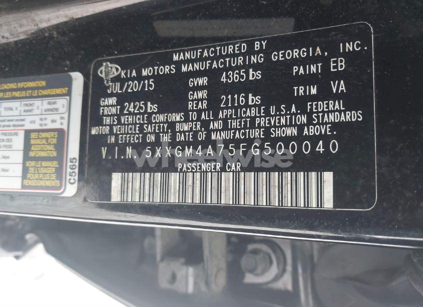 Photo 9 of 2015 Kia Optima LX (VIN 5XXGM4A75FG500040)