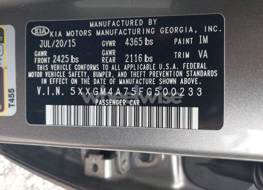 Photo 9 of 2015 Kia Optima LX (VIN 5XXGM4A75FG500233)