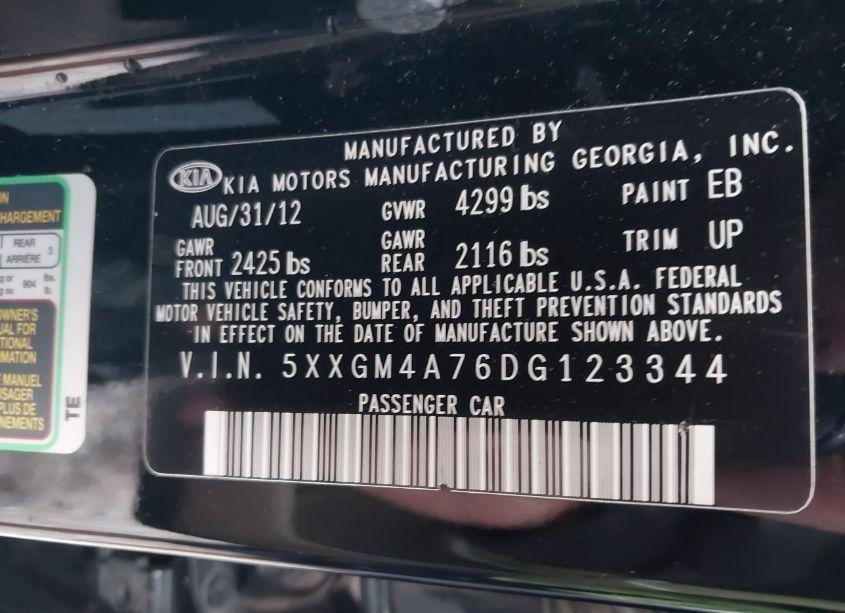 Photo 9 of 2013 Kia Optima LX (VIN 5XXGM4A76DG123344)