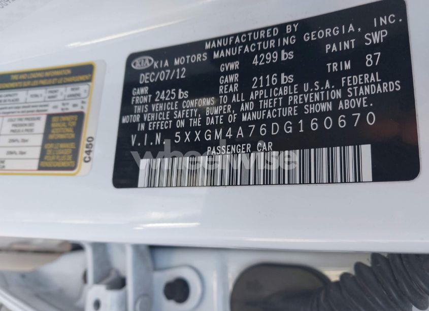 Photo 9 of 2013 Kia Optima LX (VIN 5XXGM4A76DG160670)