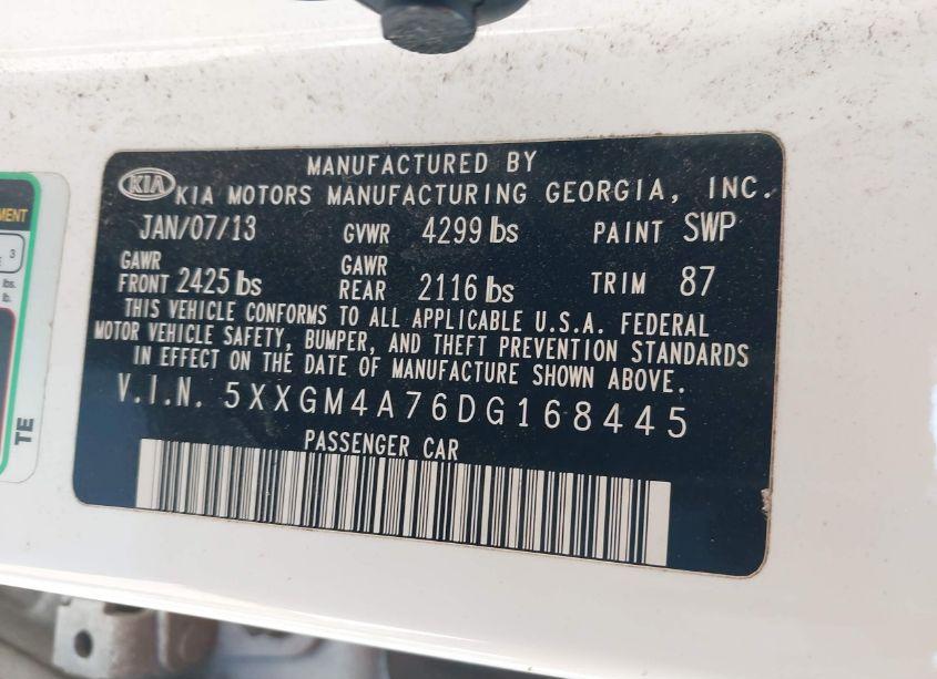 Photo 9 of 2013 Kia Optima LX (VIN 5XXGM4A76DG168445)