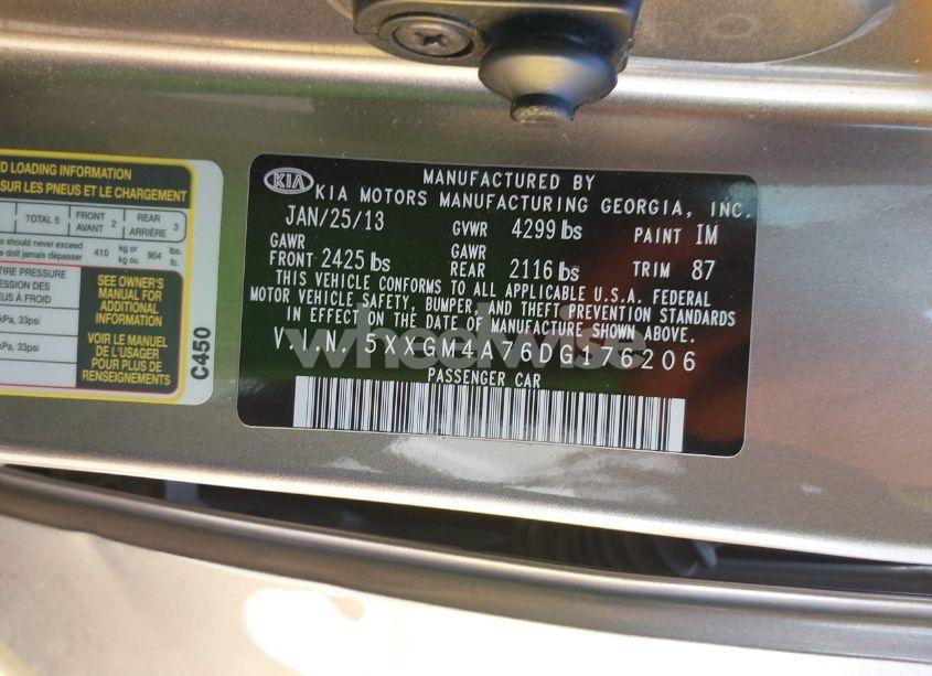 Photo 9 of 2013 Kia Optima LX (VIN 5XXGM4A76DG176206)