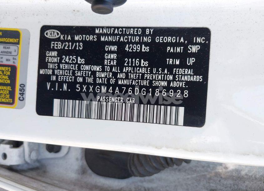 Photo 9 of 2013 Kia Optima LX (VIN 5XXGM4A76DG186928)