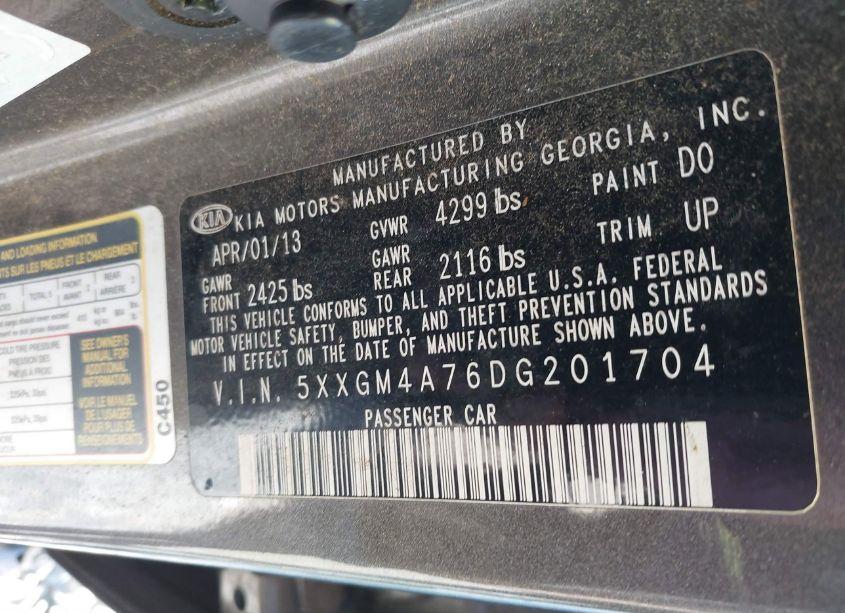 Photo 9 of 2013 Kia Optima LX (VIN 5XXGM4A76DG201704)