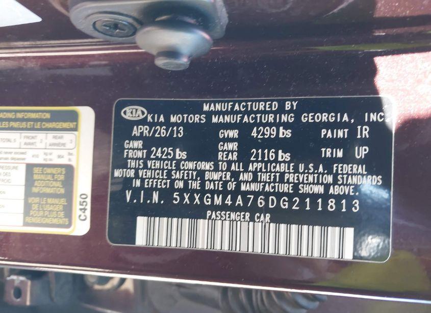 Photo 9 of 2013 Kia Optima LX (VIN 5XXGM4A76DG211813)