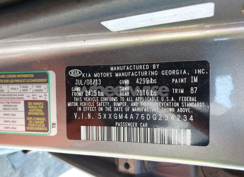 Photo 9 of 2013 Kia Optima LX (VIN 5XXGM4A76DG234234)