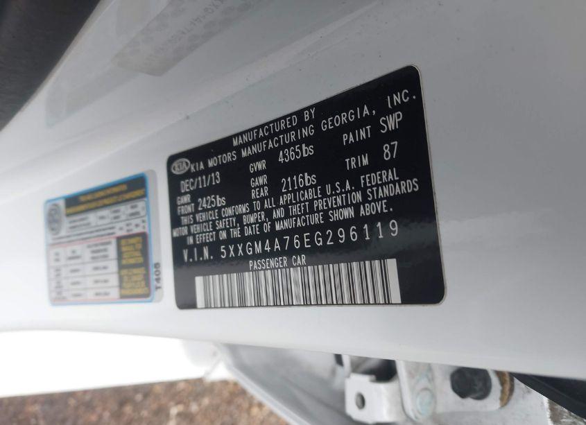 Photo 9 of 2014 Kia Optima LX (VIN 5XXGM4A76EG296119)