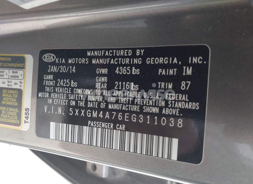 Photo 9 of 2014 Kia Optima LX (VIN 5XXGM4A76EG311038)