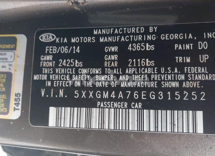 Photo 9 of 2014 Kia Optima LX (VIN 5XXGM4A76EG315252)