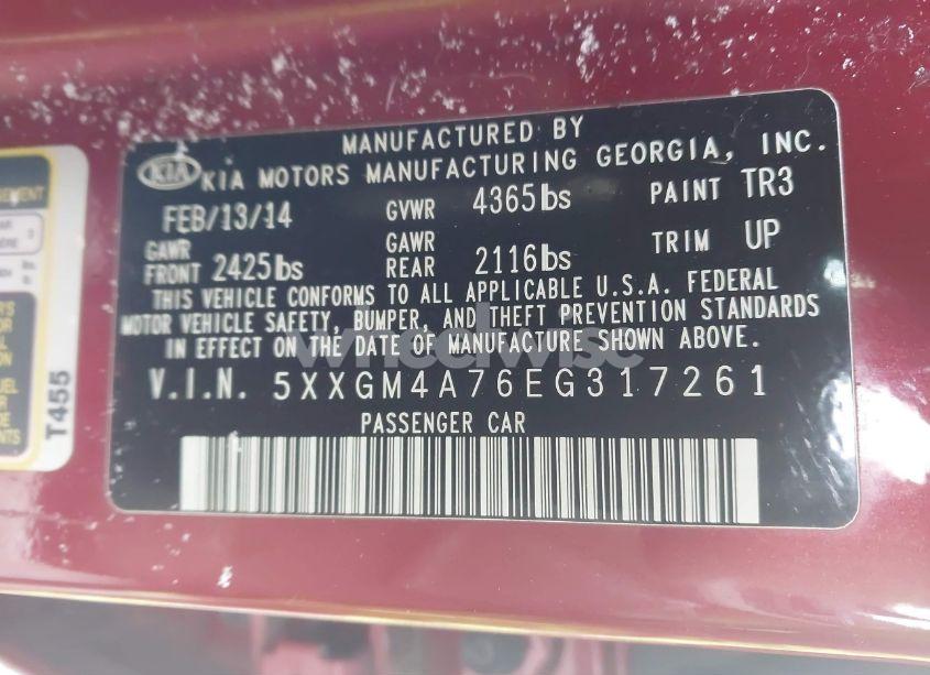 Photo 9 of 2014 Kia Optima LX (VIN 5XXGM4A76EG317261)