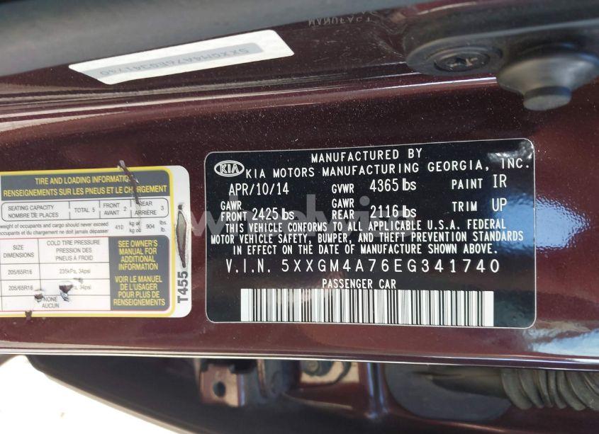 Photo 9 of 2014 Kia Optima LX (VIN 5XXGM4A76EG341740)