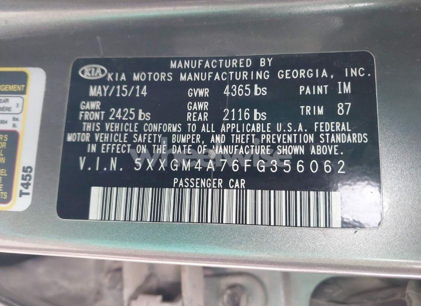 Photo 9 of 2015 Kia Optima LX (VIN 5XXGM4A76FG356062)