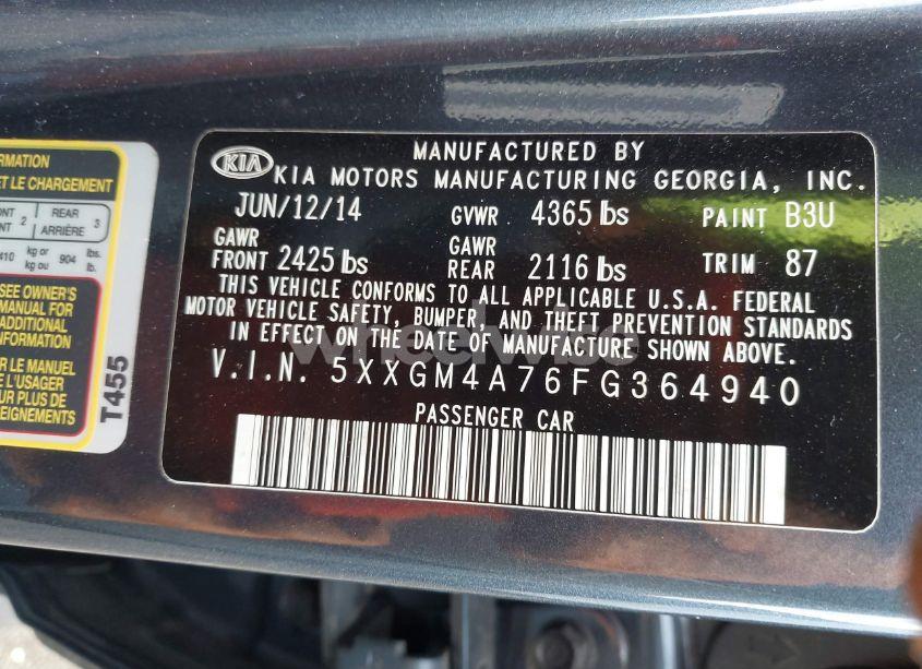 Photo 9 of 2015 Kia Optima LX (VIN 5XXGM4A76FG364940)