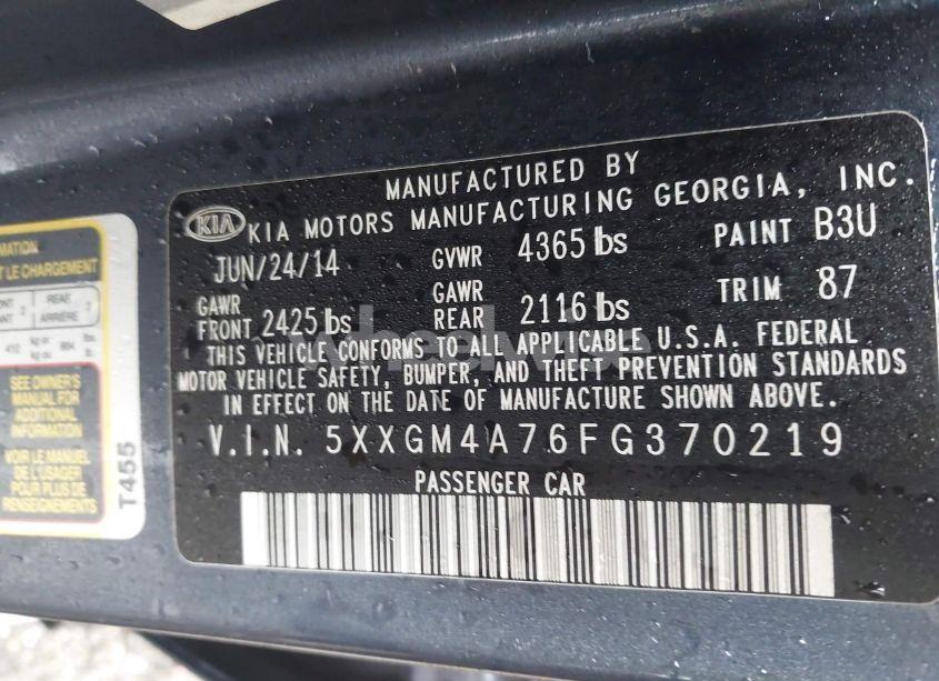 Photo 9 of 2015 Kia Optima LX (VIN 5XXGM4A76FG370219)