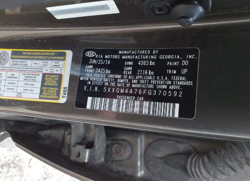 Photo 9 of 2015 Kia Optima LX (VIN 5XXGM4A76FG370592)