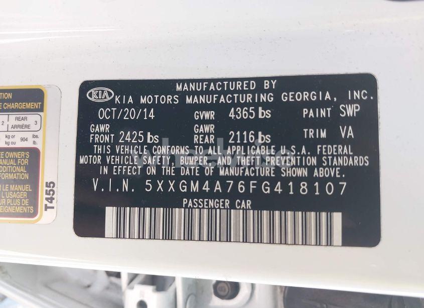 Photo 9 of 2015 Kia Optima LX (VIN 5XXGM4A76FG418107)