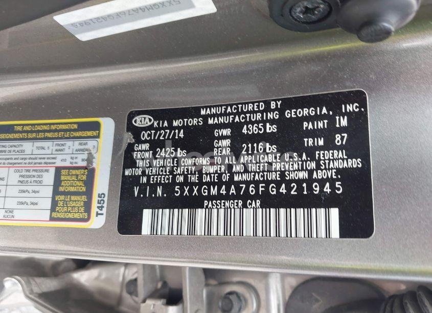 Photo 9 of 2015 Kia Optima LX (VIN 5XXGM4A76FG421945)