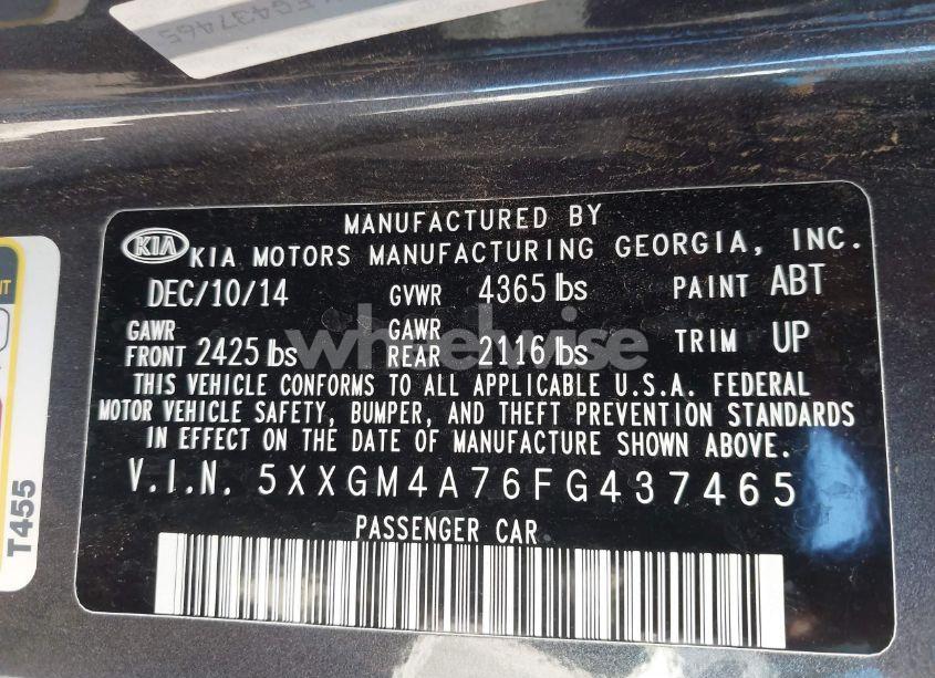 Photo 9 of 2015 Kia Optima LX (VIN 5XXGM4A76FG437465)