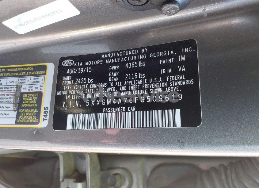 Photo 9 of 2015 Kia Optima LX (VIN 5XXGM4A76FG509619)