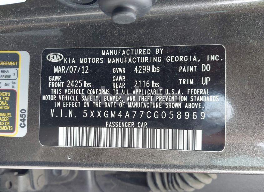 Photo 9 of 2012 Kia Optima LX (VIN 5XXGM4A77CG058969)