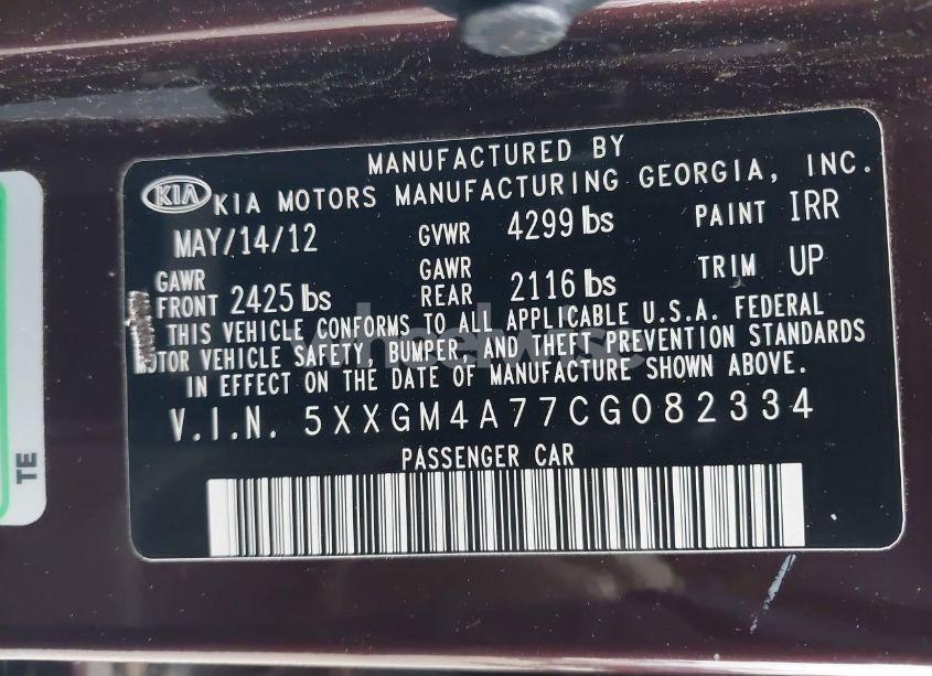 Photo 9 of 2012 Kia Optima LX (VIN 5XXGM4A77CG082334)