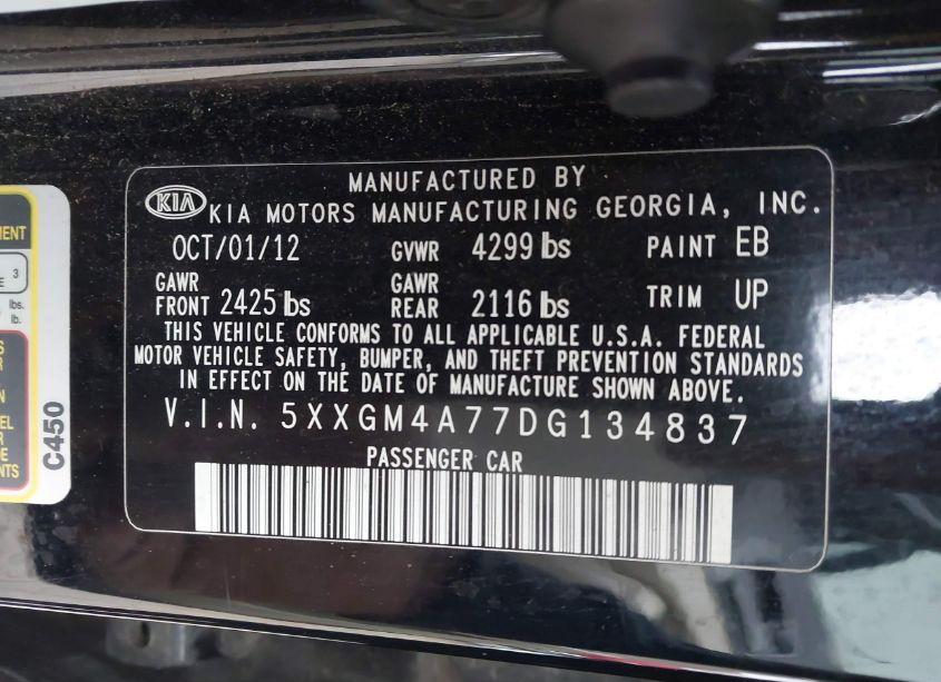Photo 9 of 2013 Kia Optima LX (VIN 5XXGM4A77DG134837)