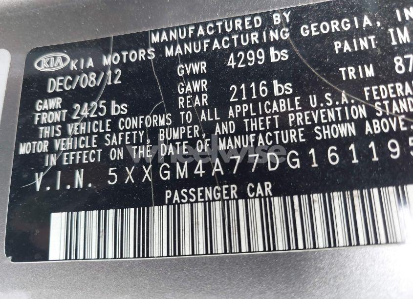 Photo 9 of 2013 Kia Optima LX (VIN 5XXGM4A77DG161195)