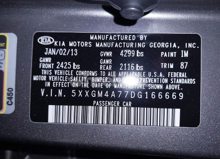 Photo 9 of 2013 Kia Optima LX (VIN 5XXGM4A77DG166669)
