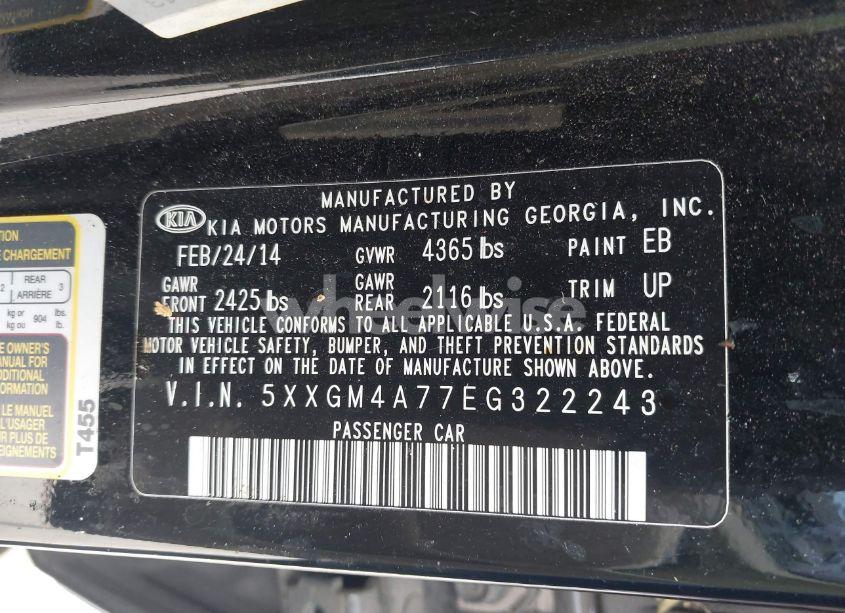 Photo 9 of 2014 Kia Optima LX (VIN 5XXGM4A77EG322243)