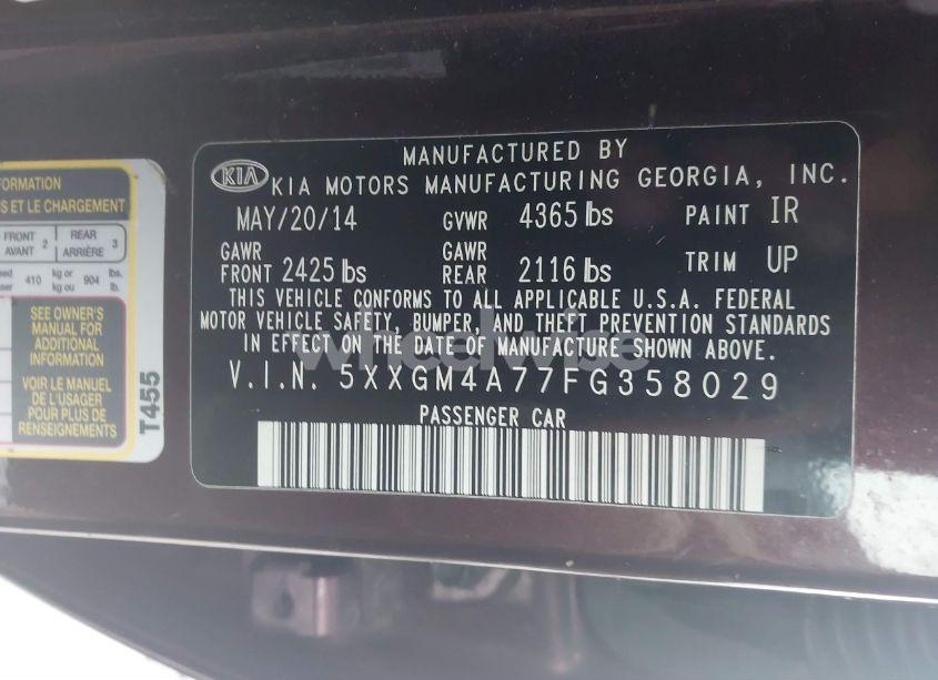 Photo 9 of 2015 Kia Optima LX (VIN 5XXGM4A77FG358029)