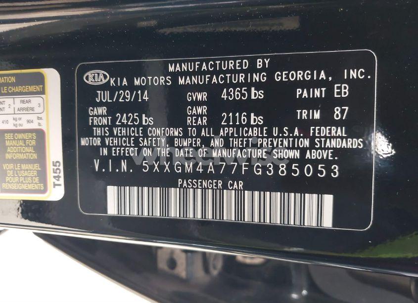 Photo 9 of 2015 Kia Optima LX (VIN 5XXGM4A77FG385053)