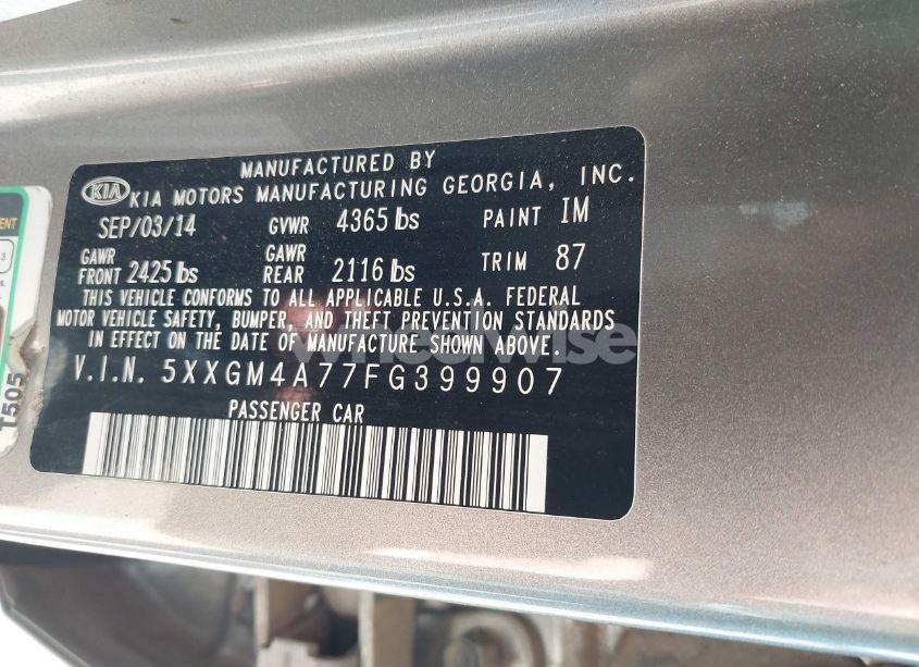 Photo 9 of 2015 Kia Optima LX (VIN 5XXGM4A77FG399907)