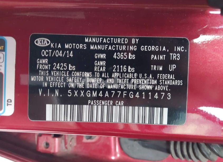 Photo 9 of 2015 Kia Optima LX (VIN 5XXGM4A77FG411473)